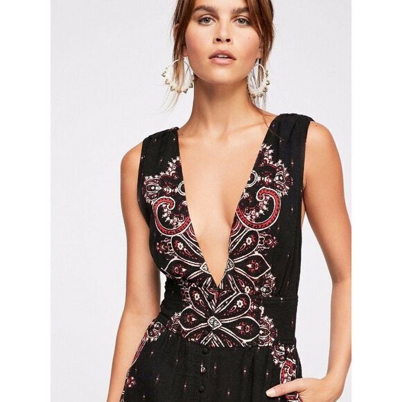 NEW FREE PEOPLE SETTING SUN PRINTED JUMPSUIT - Picture 2 of 3